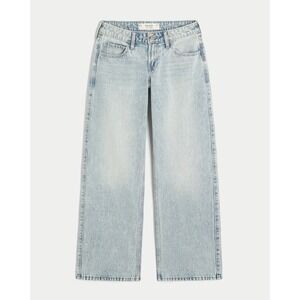 Hollister Baggy Low Rise Straight Jeans Light Wash size 0 Regular New With Tags